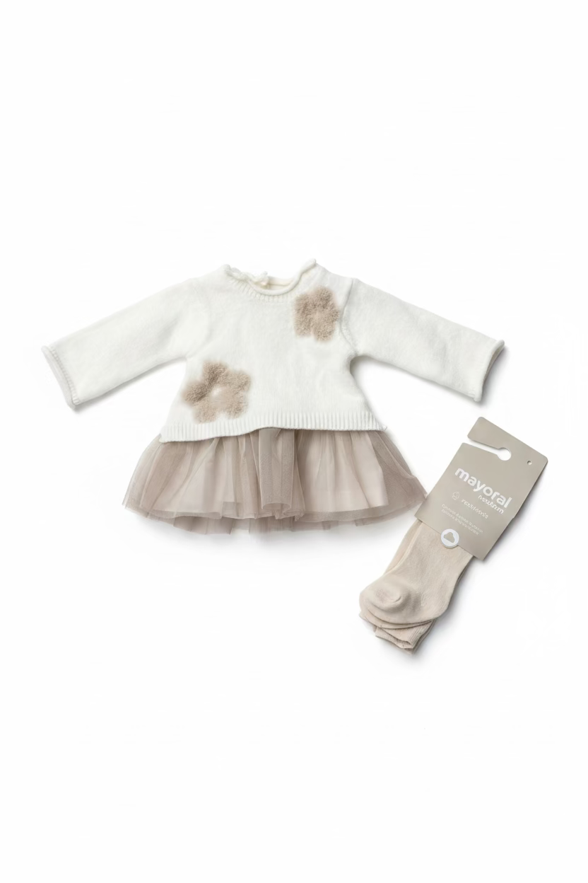 Windeltorte beige mit Baby Set Girl | Geschenk zur Geburt