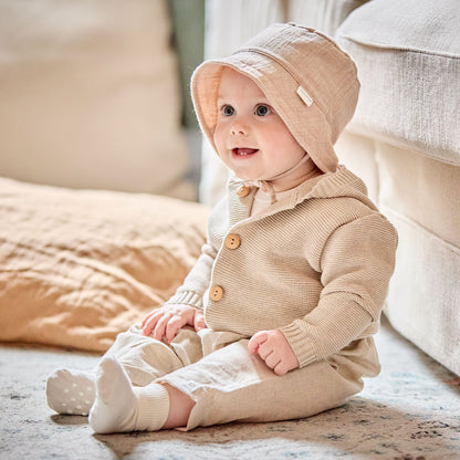 GOTS Baby Strickjacke mit Kapuze