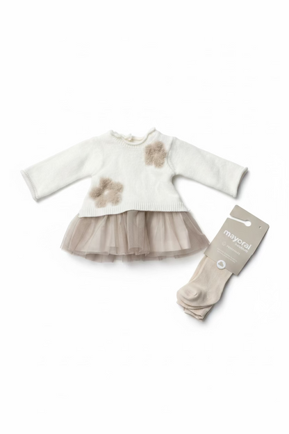 Windeltorte beige mit Baby Set Girl | Geschenk zur Geburt