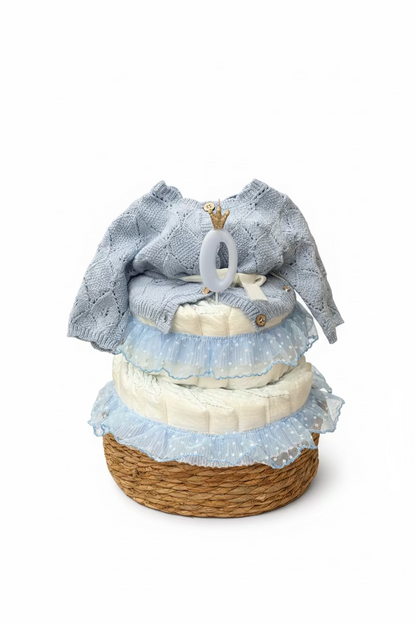 Windeltorte blau mit Baby Set Girl | Geschenk zur Geburt
