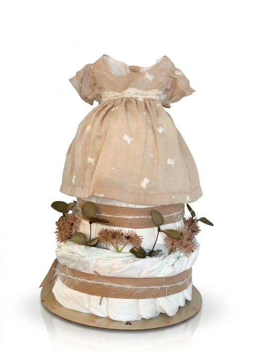 Windeltorte Braun mit Babyset | Geschenk zur Geburt