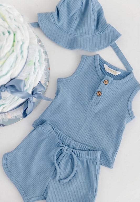 Windeltorte Blau mit Babyset | Geschenk zur Geburt