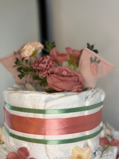 Windeltorte Rosa mit Spucktuch | Geschenk zur Geburt