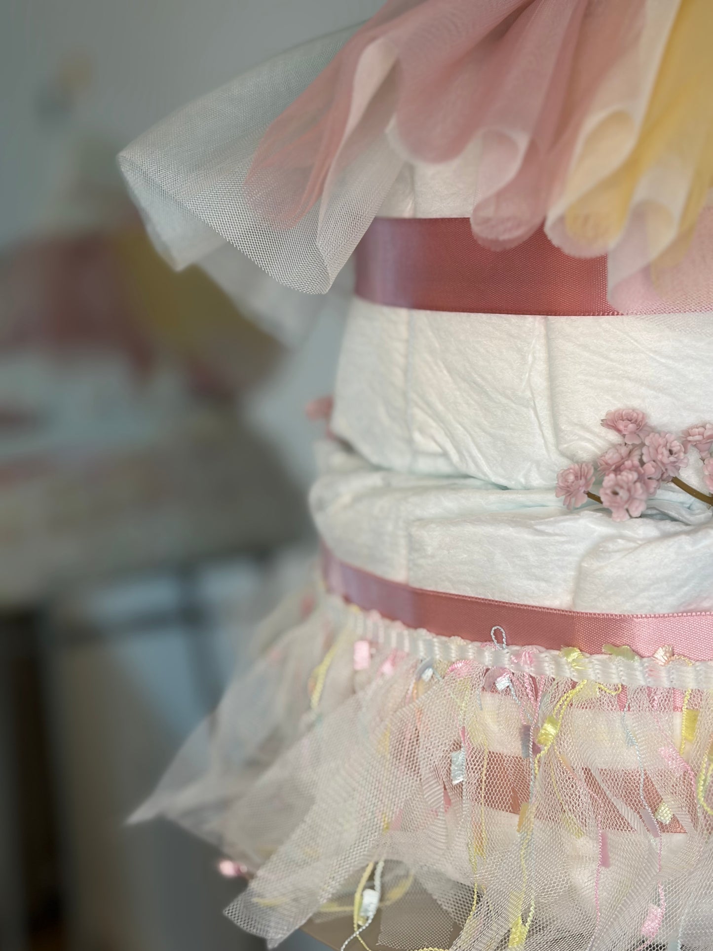 Windeltorte Rosa mit Babyset | Handgemachtes Geschenk zur Geburt