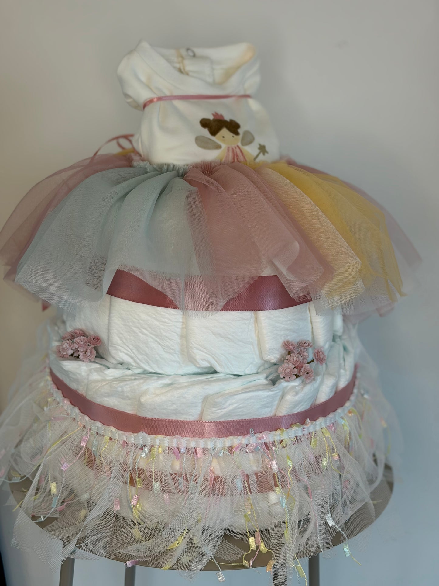 Windeltorte Rosa mit Babyset | Handgemachtes Geschenk zur Geburt