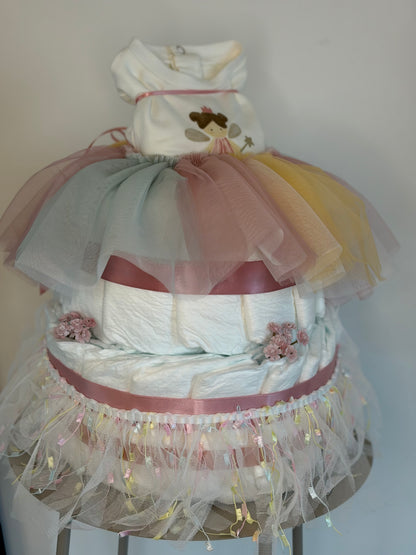Windeltorte Rosa mit Babyset | Handgemachtes Geschenk zur Geburt