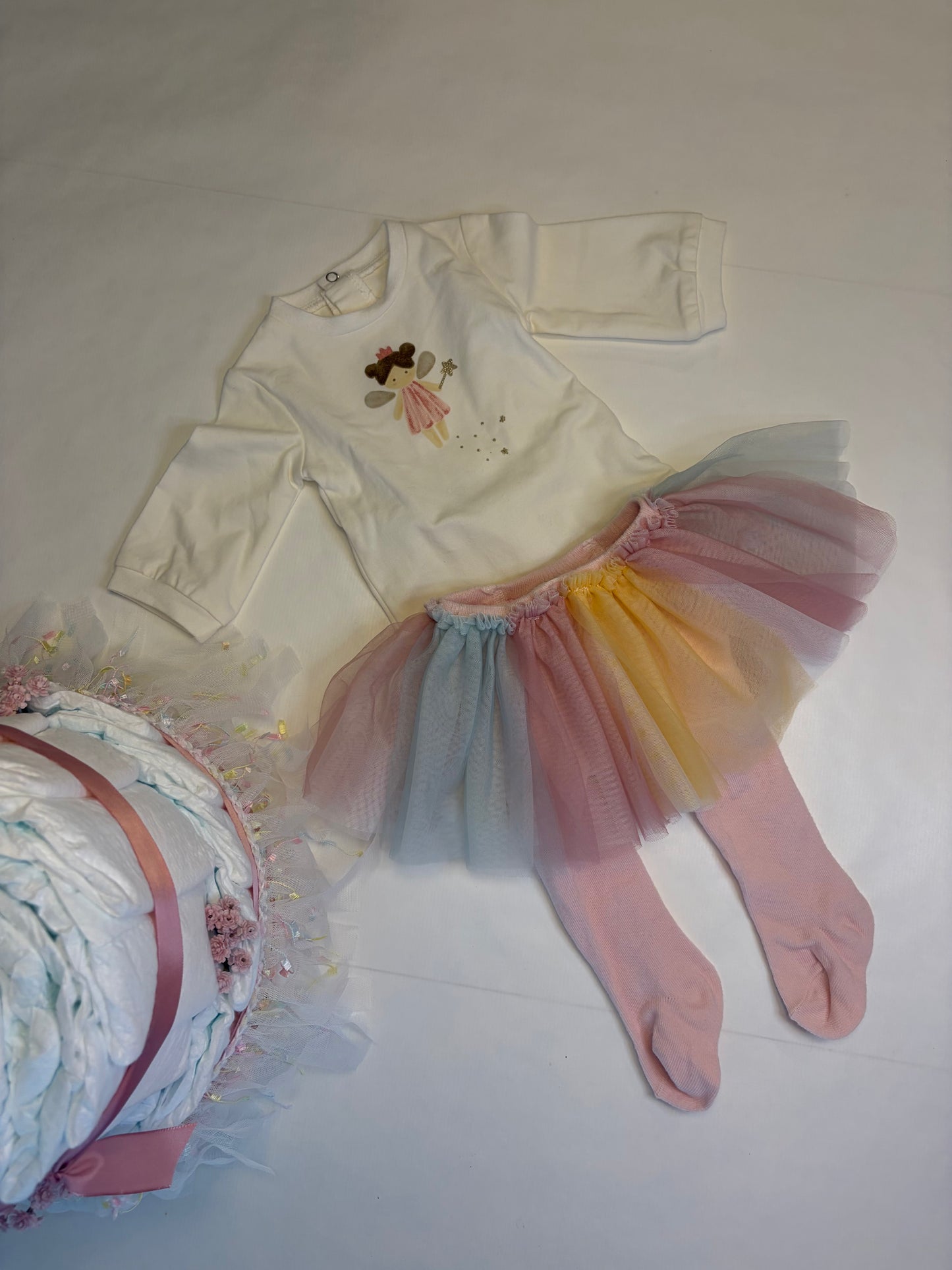 Windeltorte Rosa mit Babyset | Handgemachtes Geschenk zur Geburt